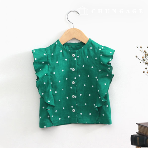 製作圖案兒童圓黑袖荷葉邊女裝 P1256