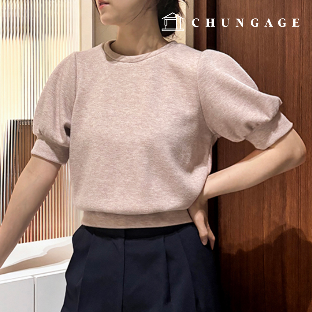 圖:女款7分無袖泡泡袖短袖運動風服飾製作P1829