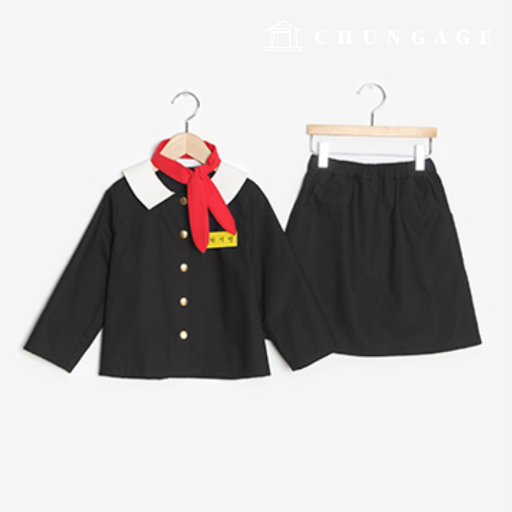 圖案兒童復古校服裙上下衣P1564