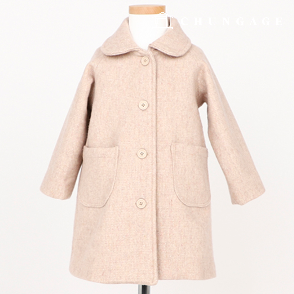 圖案兒童簡單平領單身扣呢子大衣衣服製作 P1758