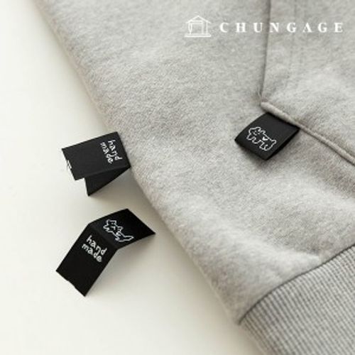 棉質標籤插入標籤黑色小心形動物 3 件裝 KL090