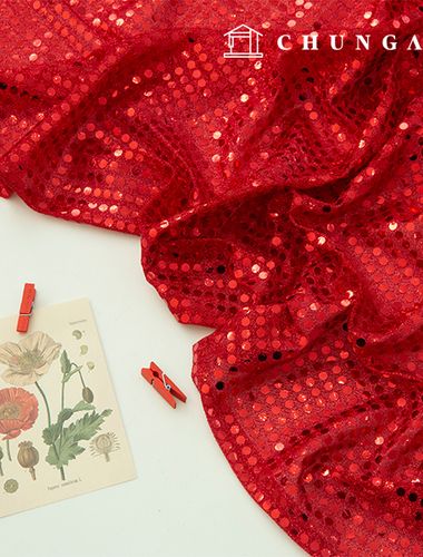 亮片布料、金蔥布料、舞台服裝、派對布料、萬聖節新年紅色
