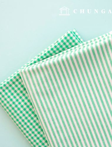 格紋布 棉質混色染色格紋布 條紋圖案 4mm 淡奶綠色 1塊