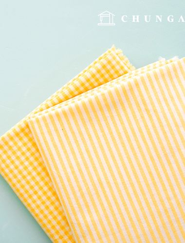 格紋布 棉質混色染色格紋布 條紋布 4mm 淡乳黃色 1塊