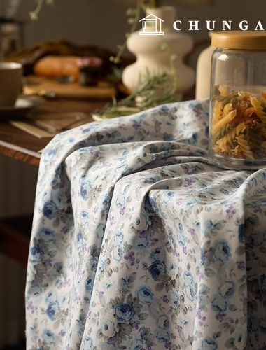 棉質牛津布水彩花朵圖案布料 2 種款式