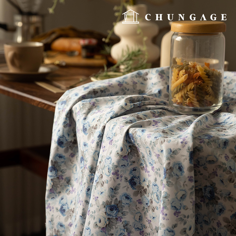 棉質牛津布水彩花朵圖案布料 2 種款式