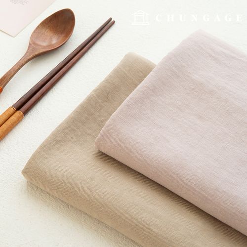 亞麻布料 水洗素色棉麻人字紋 2種