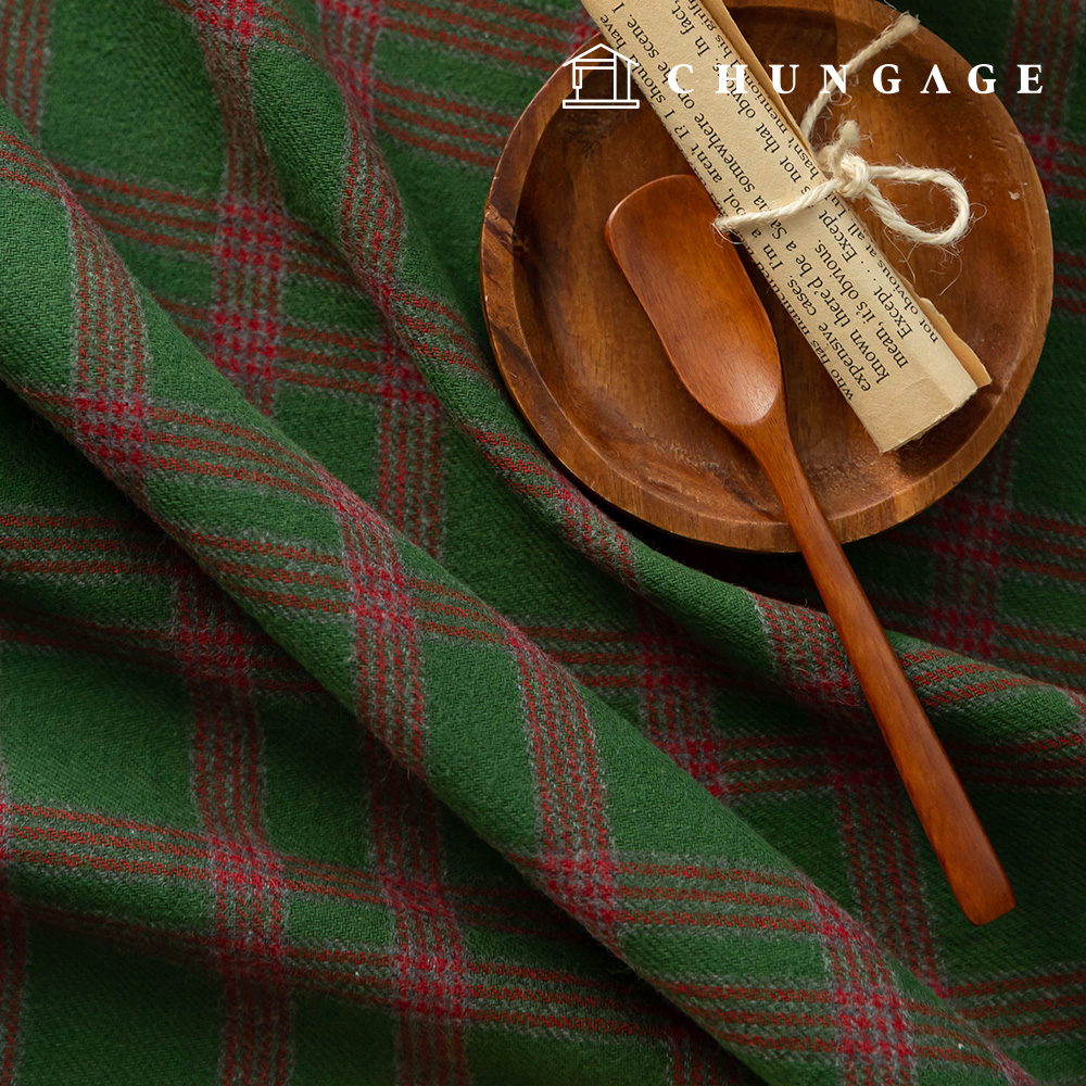 Cotton Fabric 格子 圖案 Fabric 寬幅 綠色 Coco