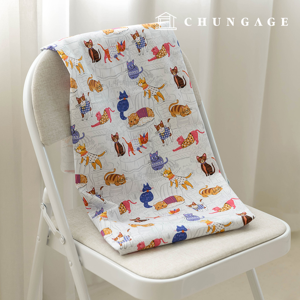 棉質牛津布貓咪插畫布料藝術工作室貓咪