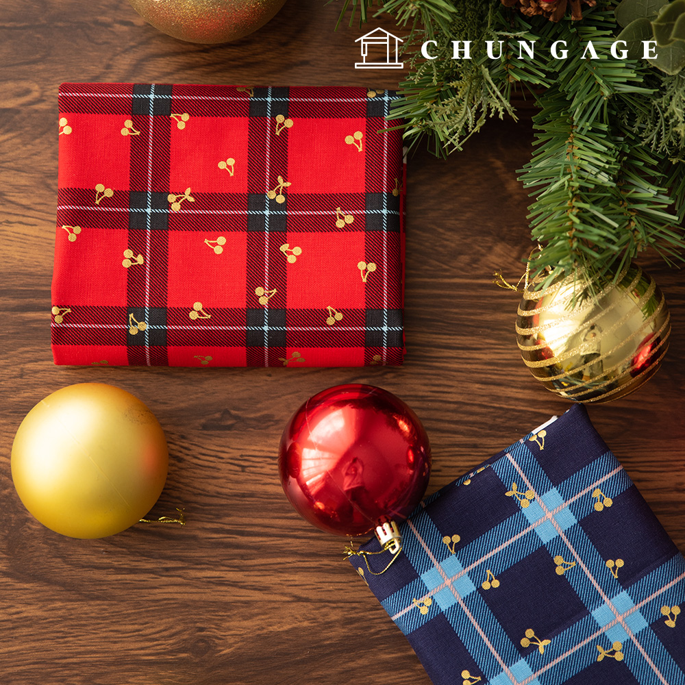 棉牛津聖誕布料櫻花快樂圖案,共2種款式