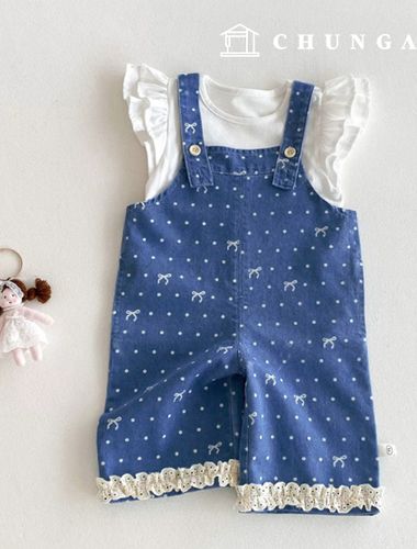 牛仔布、棉質牛仔布料、寬幅、蝴蝶結、圓點