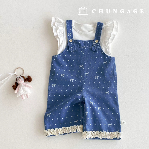 牛仔布、棉質牛仔布料、寬幅、蝴蝶結、圓點