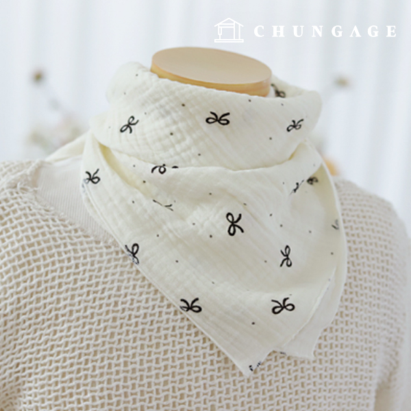 Yoru 綿迷你黑色蝴蝶結雙層紗布