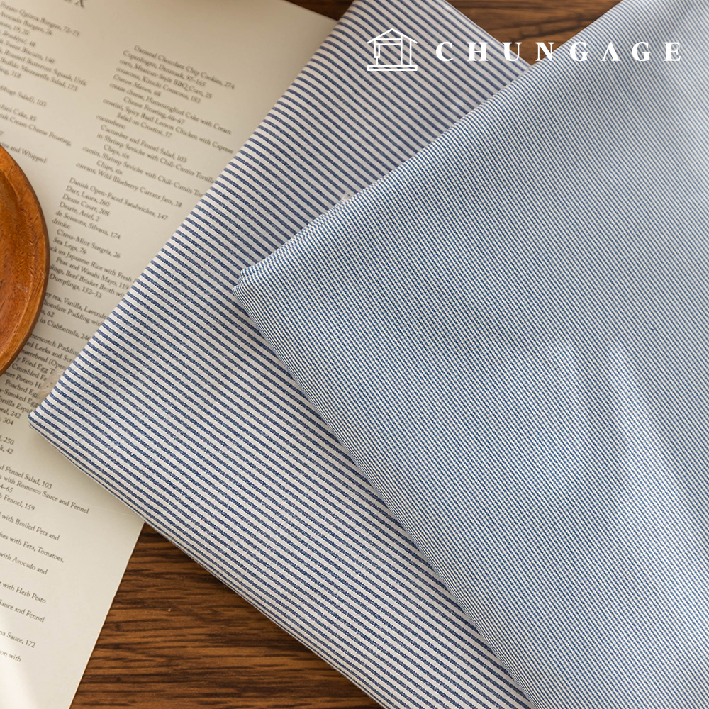 棉布條紋亞麻布寬幅花花公子藍2種