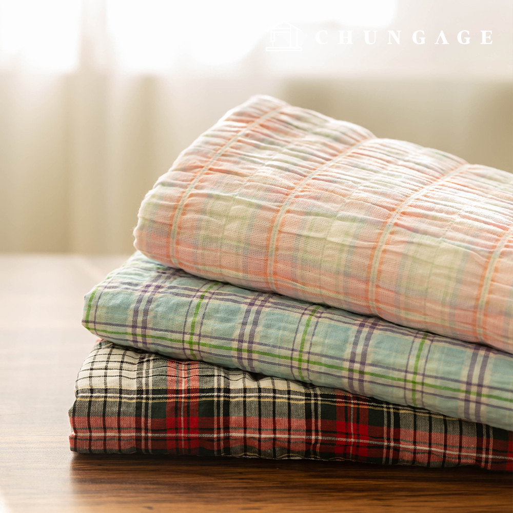 3種棉布,格紮布,預染色布,寬幅糖果格子佈