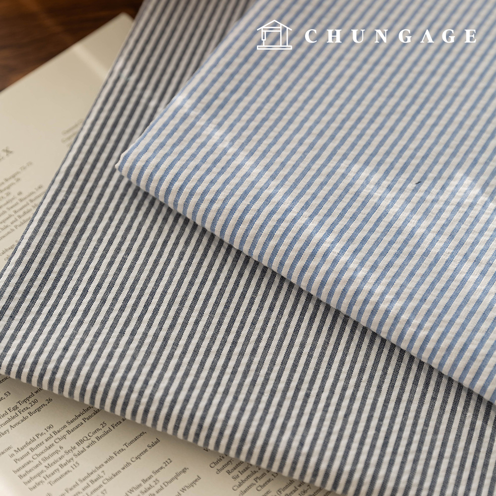 棉布條紋亞麻布寬幅曲藍2種