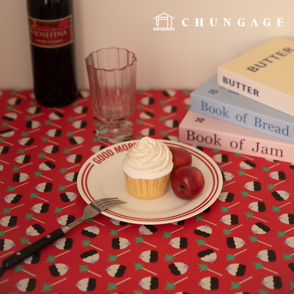 防水布 DTP 防水布 寬聖誕布 蔓越莓紙杯蛋糕 W154