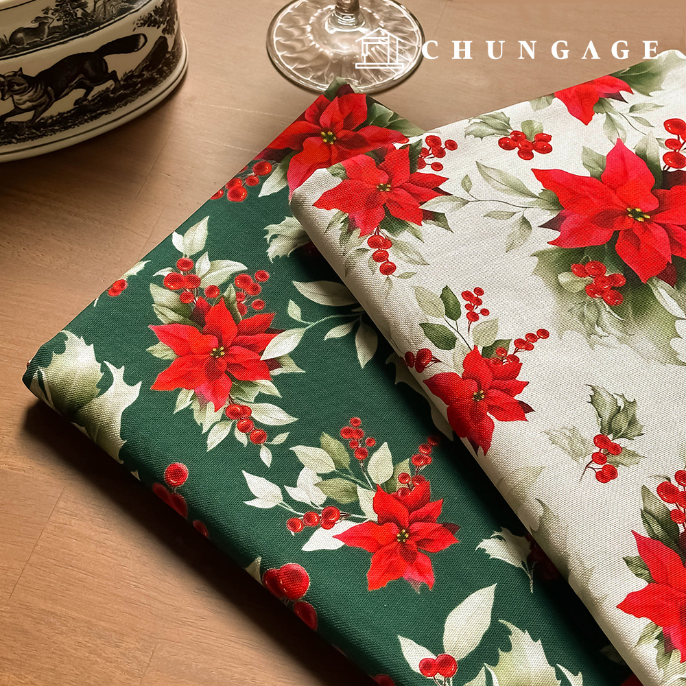 棉牛津聖誕寬幅布料,花開繽紛,共2種款式