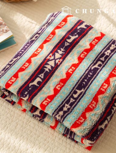 羊毛圓形布料 毛皮布料 抓絨人造毛皮 冬季布料 北歐圖案 寬幅 Sera