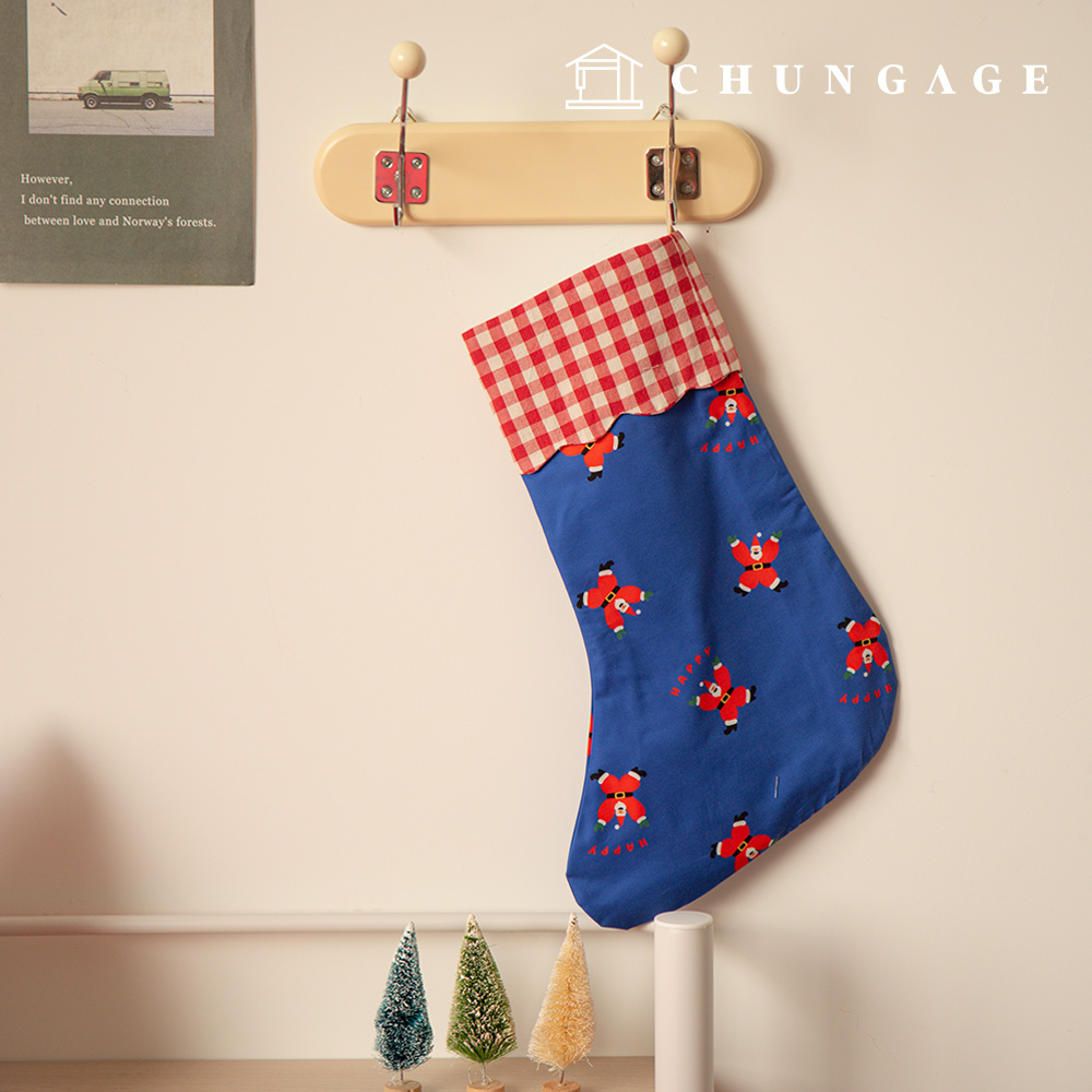 DTP 棉布 20 片裝 聖誕節布料 跳舞的聖誕老人 藍色 421