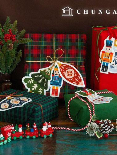 聖誕節棉牛津布料 DTP 剪紙布料 節慶愛心 2 OX-530