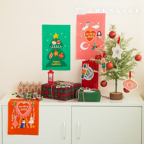 聖誕主題布料 100% 純棉牛津布 DTP 剪紙布料 節慶之愛 1 OX-530