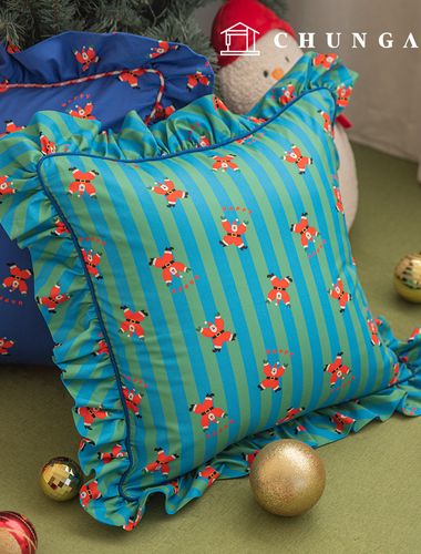 棉布聖誕節布料 20 片 DTP 布料 跳舞的聖誕老人 綠色藍色條紋圖案 423