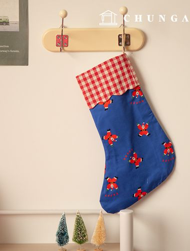 棉布聖誕布 20支 DTP布料 跳舞的聖誕老人 藍色 421