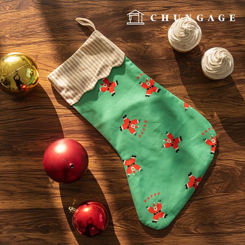 棉布聖誕布 20支 DTP布料 跳舞的聖誕老人 綠色 420