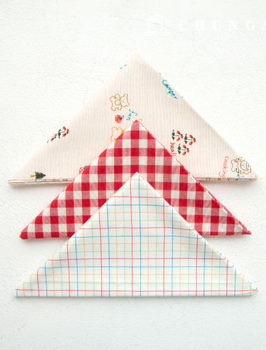 布料包 泰迪熊 格子碎布 紅色 棉布碎布 3種 086