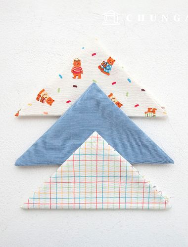 布包 動物格紋碎布泰迪熊藍色布片3種089