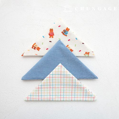 布包 動物格紋碎布泰迪熊藍色布片3種089