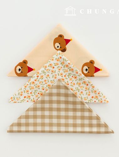 布料包 蕾絲布料 復古/做舊花朵圖案 格子米色泰迪熊碎布 3種109