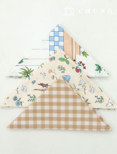 布料包 格紋布 植物圖案復古花朵米色拼布 3種134