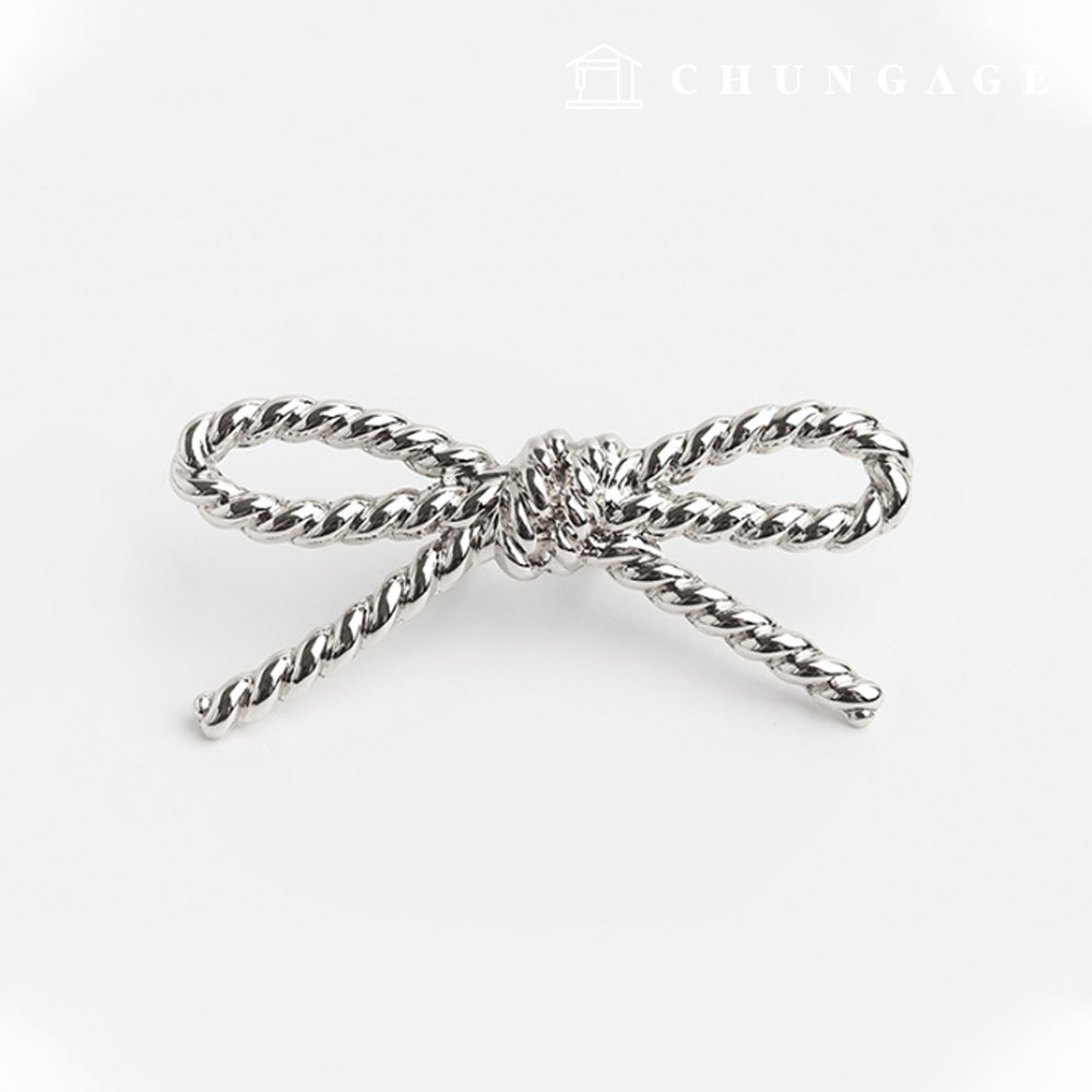 金屬標籤扭蝴蝶結銀色 68141