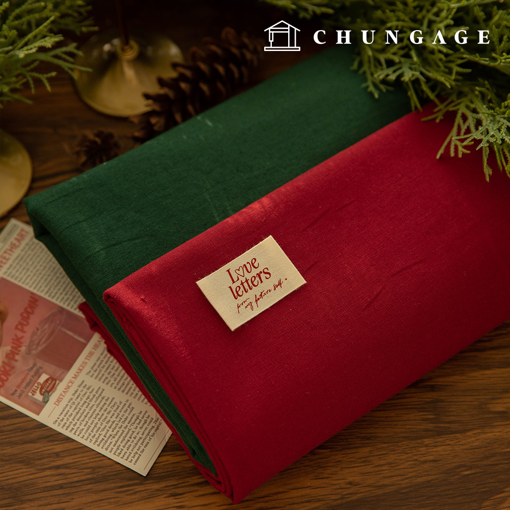 聖誕亞麻布，可水洗純色亞麻布，11枝冬青圖案，2種款式