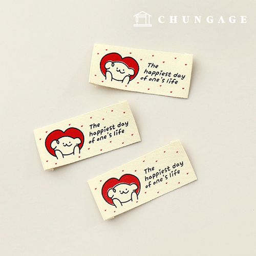 棉質標籤雙折手工標籤紅色愛心泰迪熊米色60820