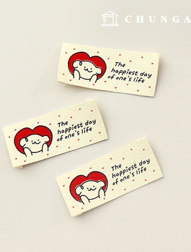 棉質標籤雙折手工標籤紅色愛心泰迪熊米色60820