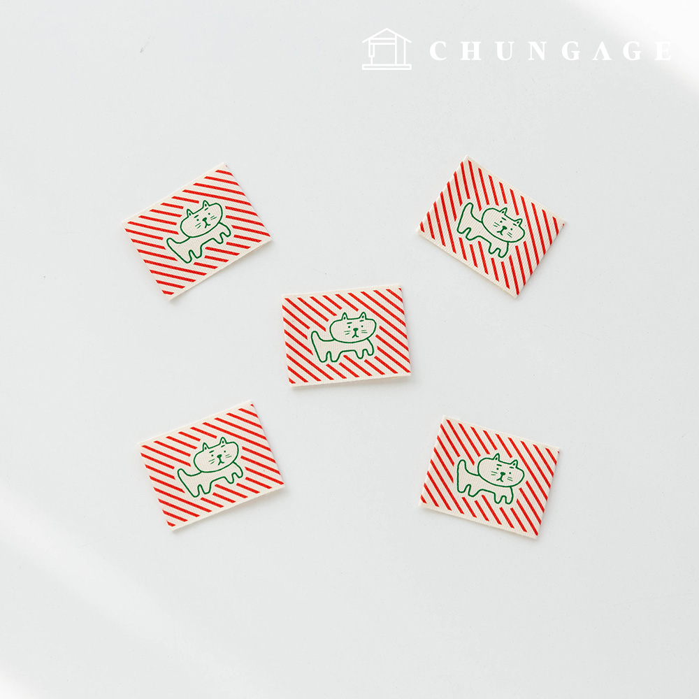 Cotton Label 雙面草綠貓咪 5 件裝