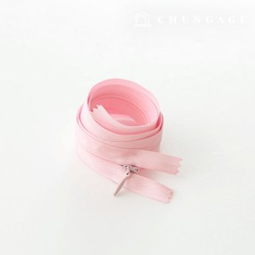 控制台拉鍊隱藏式單排拉鍊 60cm 淺粉紅色