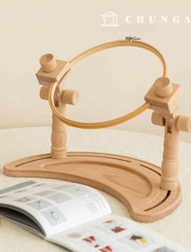 圓形坐式法式繡架，木製多色固定繡架，旋轉繡架