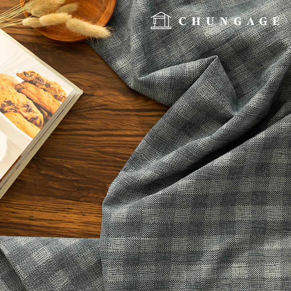 亞麻布預染色生物水洗格子佈幅 Joan