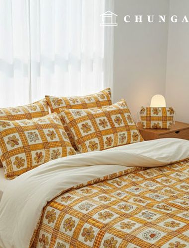 棉牛津布花卉圖案布料心型花朵貼片，橘色黃色