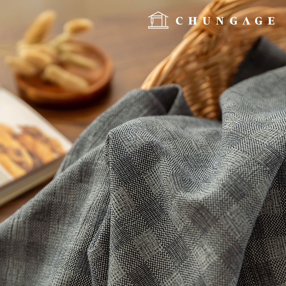 亞麻布預染色生物水洗格子佈幅 Joan