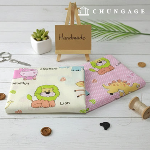 棉混紡布料上印有兩種動物圖案的動物朋友