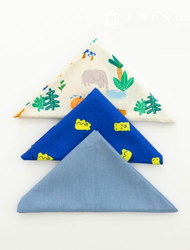 布料包，動物果凍熊圖案布料，藍色碎布，3種類型，110