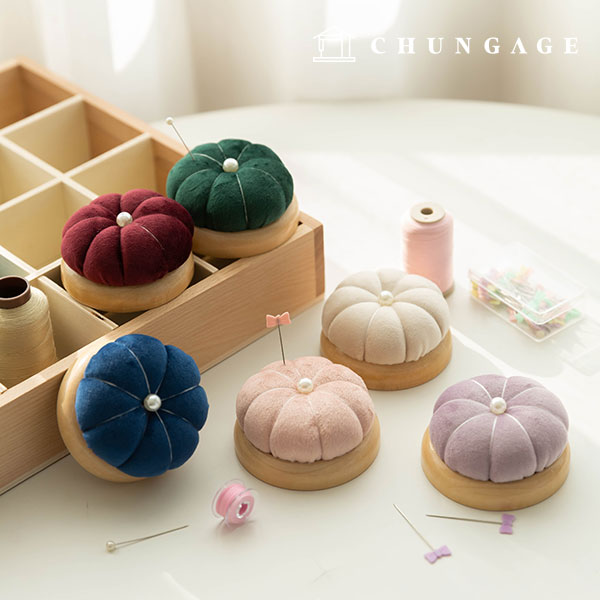 木針墊，針花，塗油針座，南瓜和木底座針桿