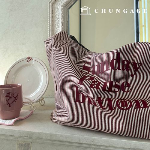 環保護袋條紋圖案手提袋Sunday Force按鈕3種類型