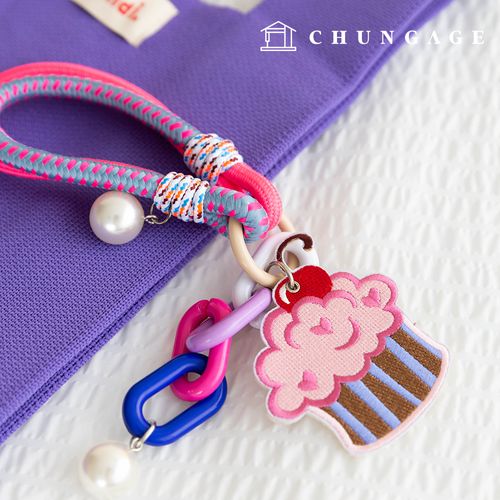 鑰匙圈 結 鞋帶 鑰匙圈 鑰匙圈 珍珠串珠 紙杯蛋糕 毛絨玩具鑰匙圈 紙杯蛋糕