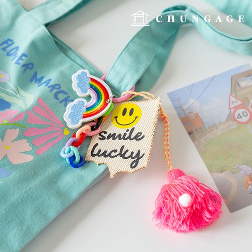 鑰匙圈 結飾 流蘇 裝飾 鞋帶 鑰匙圈 鑰匙圈 毛絨玩具鑰匙圈 笑臉 幸運